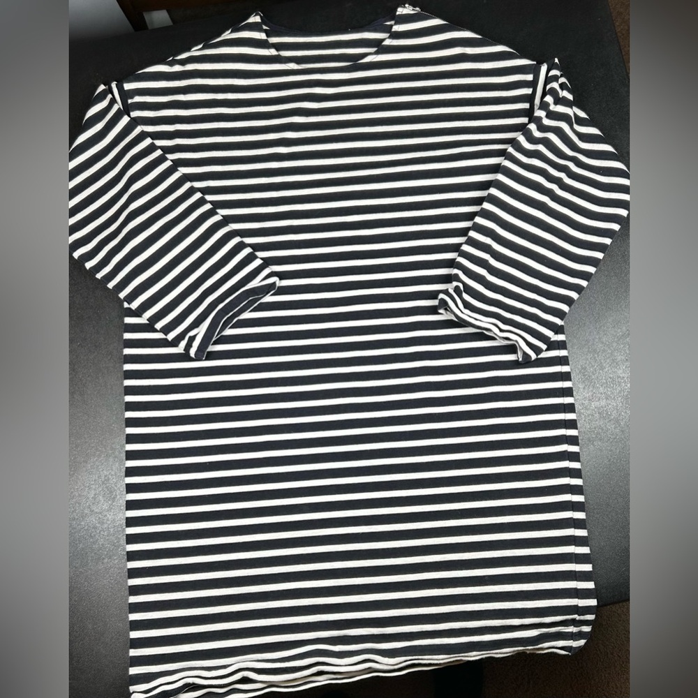 Everlane Women’s Size M Striped Long Sleeve Shirt Dress Zipper Shoulder Dress